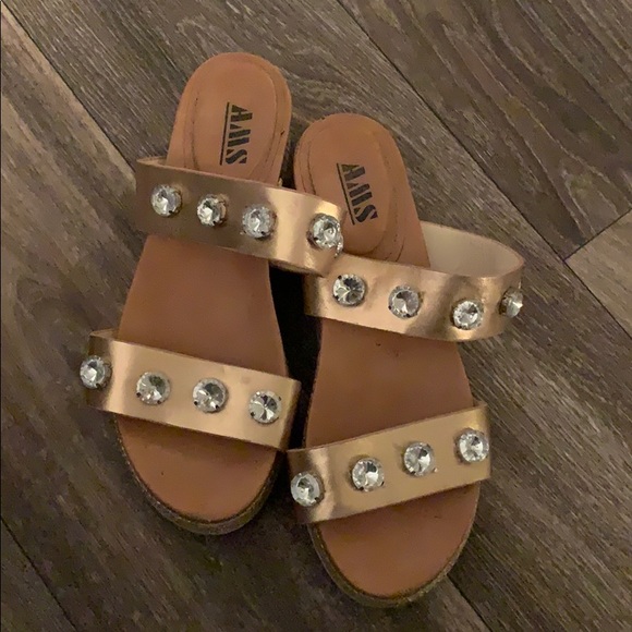 AMS Shoes - Rose Gold Rhinestone Sandals